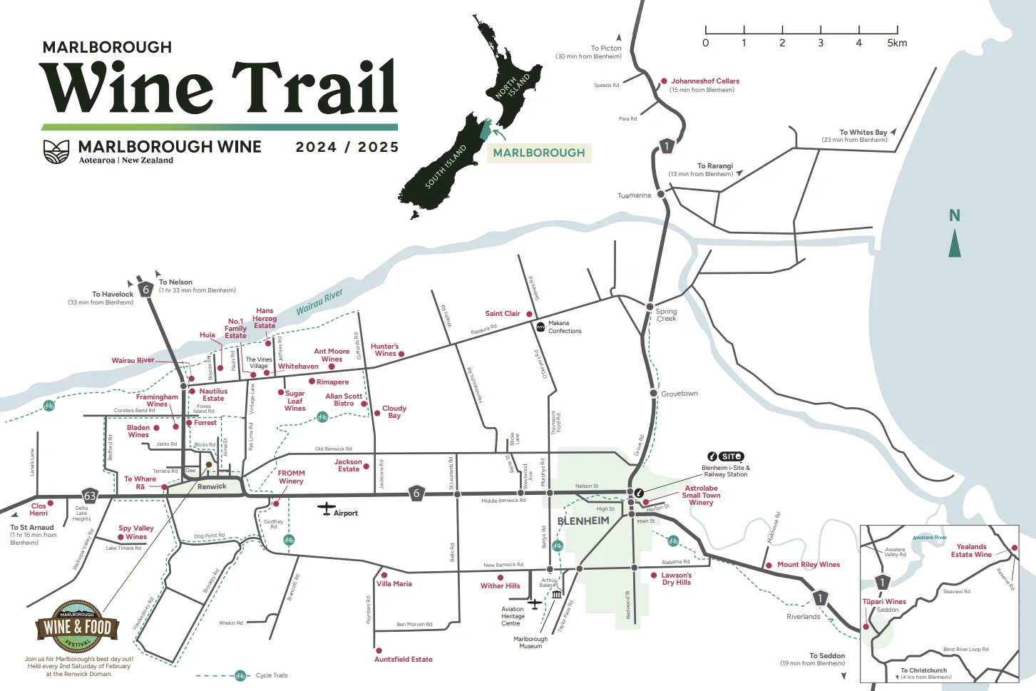 Marlborough wine tour map